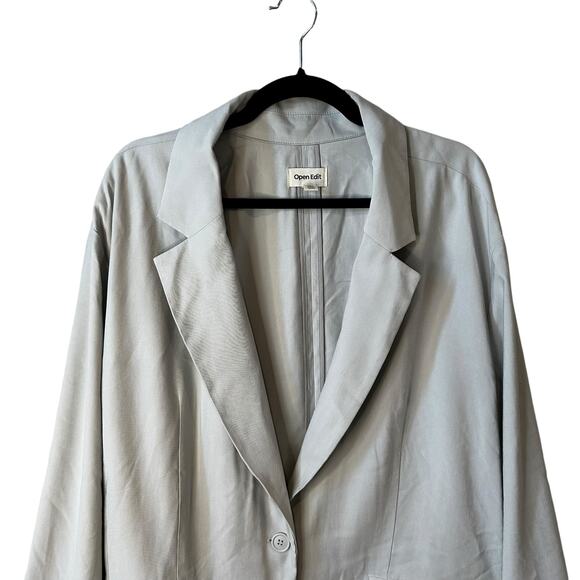 Nordstrom Open Edit Womens Unstructured Oversized Blazer Gray Plus Size 1X FLAW - Picture 3 of 12
